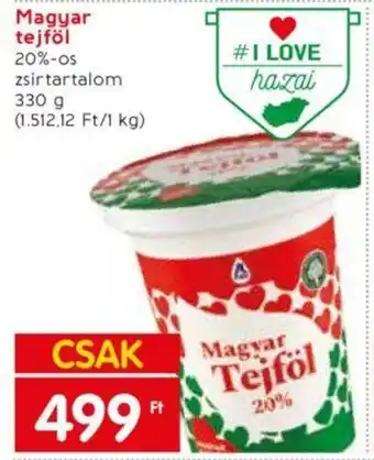 Spar Market Magyar tejföl 20%-os 330g ajánlat