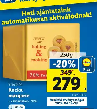 Lidl VITA D'OR Kocka- margarin 250g ajánlat