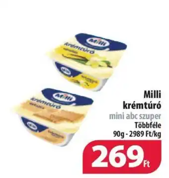 Coop Milli krémtúró mini abc szuper 90g ajánlat