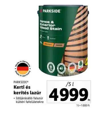 Lidl PARKSIDE® Kerti és kerítés lazúr 5l ajánlat