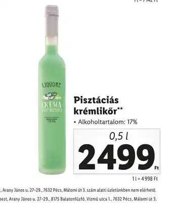 Lidl Pisztáciás krémlikőr 0,5l ajánlat