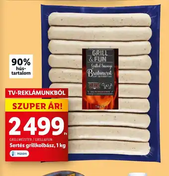 Lidl GRILLMEISTER/ GRILL&FUN Sertés grillkolbász 1 kg ajánlat