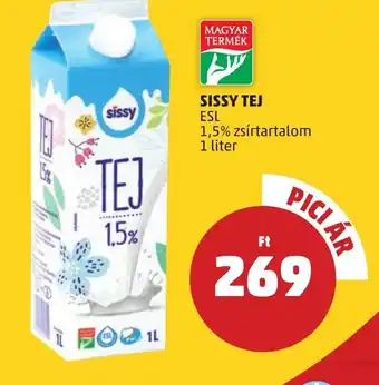 PENNY SISSY TEJ 1,5% zsírtartalom 1 liter ajánlat