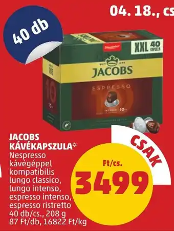 PENNY JACOBS KÁVÉKAPSZULA 40 db/cs ajánlat