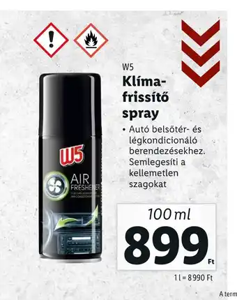 Lidl W5 Klíma- frissítő spray 100ml ajánlat