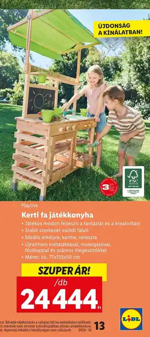 Lidl Playtive Kerti fa játékkonyha ajánlat