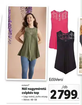 Lidl EsmaraⓇ Női nagyméretű csipkés top 1db ajánlat