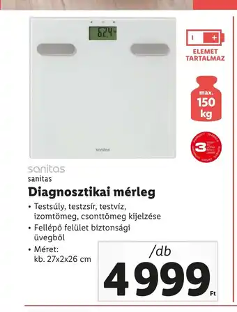 Lidl Sanitas Diagnosztikai mérleg ajánlat