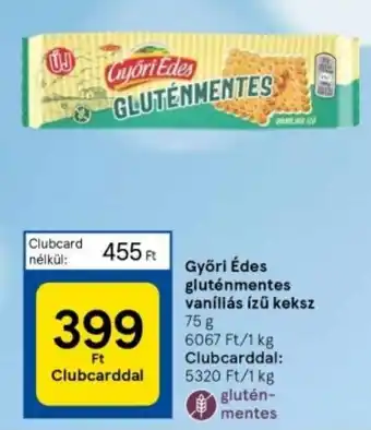 Tesco Győri Édes gluténmentes vaníliás ízű keksz 75g ajánlat