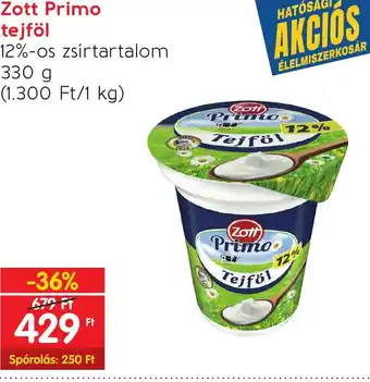 Spar Zott Primo tejföl 330g ajánlat
