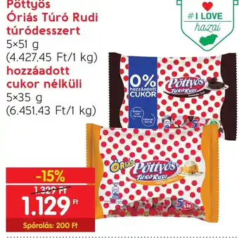 Spar Pöttyös Óriás Túró Rudi túródesszert 5x51g ajánlat