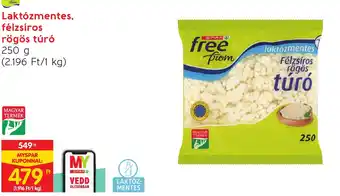 Spar Laktózmentes, félzsíros rögös túró 250g ajánlat
