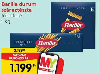 Spar Barilla durum száraztészta 1kg ajánlat