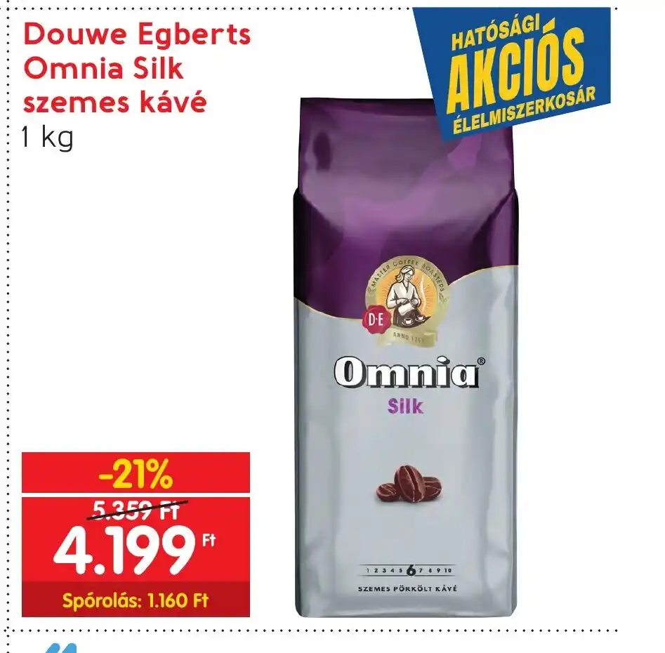 Spar Douwe Egberts Omnia Silk szemes kávé 1 kg ajánlat