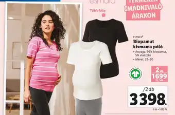 Lidl EsmaraⓇ Biopamut kismama póló 2db ajánlat
