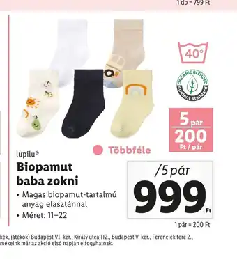 Lidl LupiluⓇ Biopamut baba zokni 5 pár ajánlat