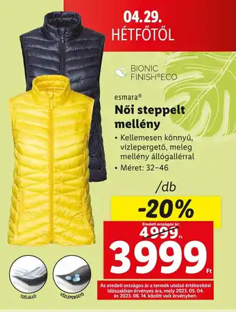 Lidl EsmaraⓇ Női steppelt mellény 1db ajánlat