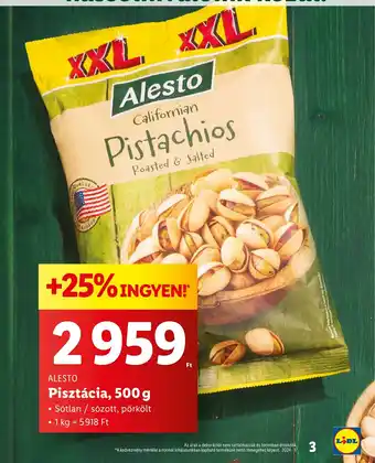 Lidl Alesto Pisztácia 500 g ajánlat