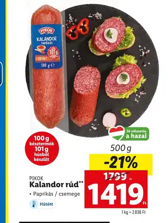 Lidl PIKOK Kalandor rúd 500g ajánlat