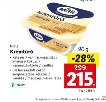 Lidl Milli Krémtúró 90g ajánlat