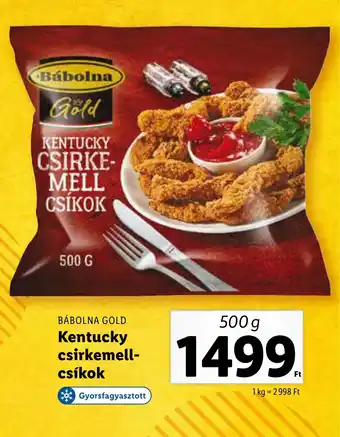 Lidl BÁBOLNA GOLD Kentucky csirkemell- csíkok 500g ajánlat