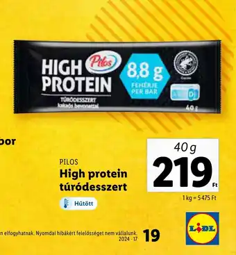 Lidl PILOS High protein túródesszert 40g ajánlat