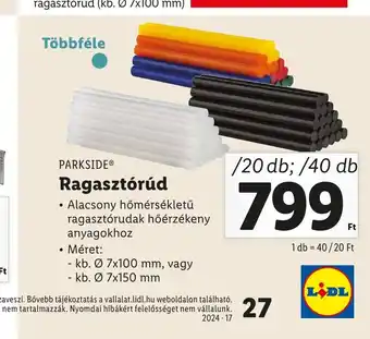 Lidl PARKSIDE® Ragasztórúd 20db ajánlat