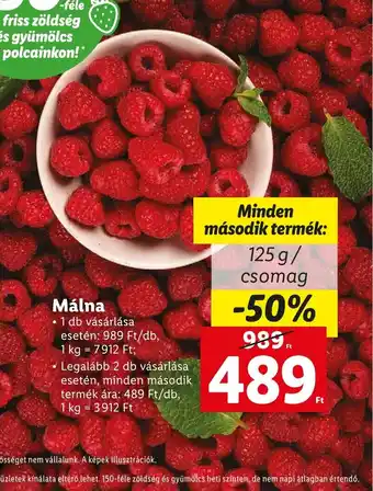 Lidl Málna 125 g/ csomag ajánlat