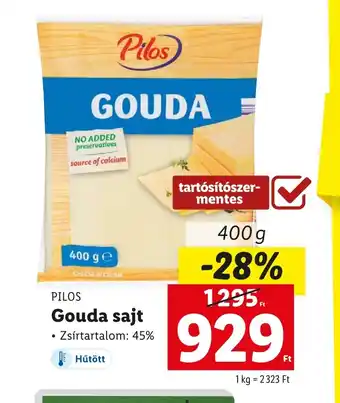 Lidl PILOS Gouda sajt 400g ajánlat