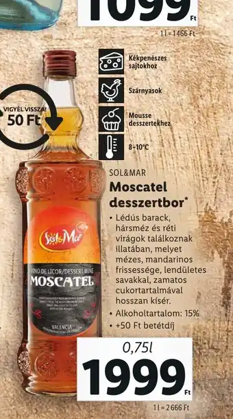 Lidl SOL&MAR Moscatel desszertbor 0,75l ajánlat