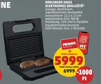 PENNY BERLINGER HAUS ELEKTROMOS GRILLSÜTŐ ajánlat