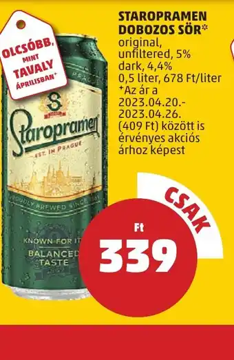 STAROPRAMEN DOBOZOS SÖR 0,5l