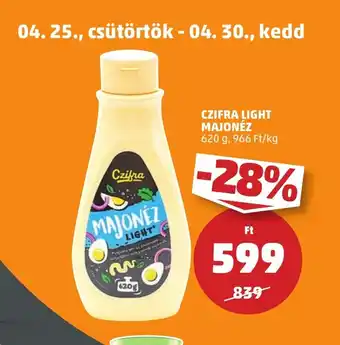 PENNY CZIFRA LIGHT MAJONÉZ 620 g ajánlat