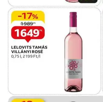 Auchan LELOVITS TAMÁS VILLÁNYI ROSÉ 0,75l ajánlat