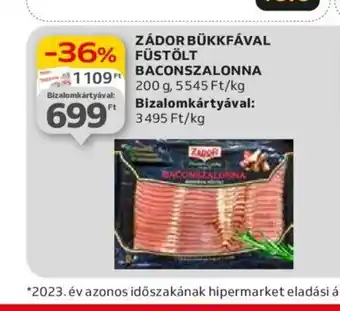 Auchan ZÁDOR BÜKKFÁVAL BACONSZALONNA 200 g ajánlat