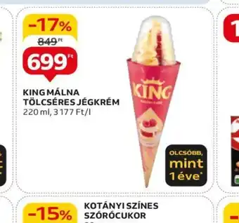 Auchan KING MÁLNA TÖLCSÉRES JÉGKRÉM 220ml ajánlat