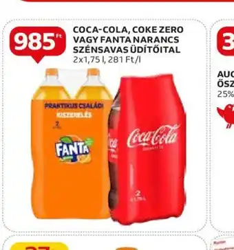 Auchan COCA-COLA, COKE ZERO VAGY FANTA NARANCS SZÉNSAVAS ÜDÍTŐITAL 2x1,75l ajánlat