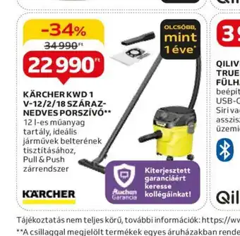 Auchan KÄRCHER KWD 1 V-12/2/18 SZÁRAZ- NEDVES PORSZÍVÓ ajánlat