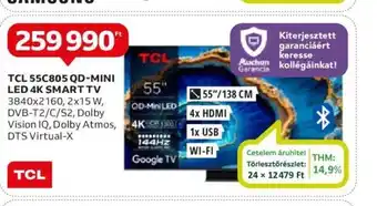 Auchan TCL 55C805 QD-MINI LED 4K SMART TV ajánlat