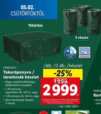 Lidl PARKSIDE® Takaróponyva / tárolózsák készlet ajánlat