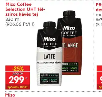 Spar Mizo Coffee Selection UHT fél- zsíros kávés tej 330ml ajánlat