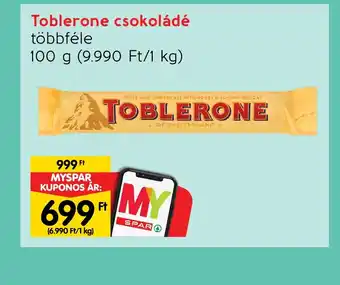 Spar Toblerone csokoládé többféle 100g ajánlat