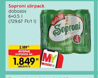 Spar Soproni sörpack dobozos 6x0,5l ajánlat