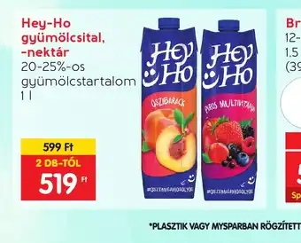 Spar Hey-Ho gyümölcsital, -nektár 1l ajánlat