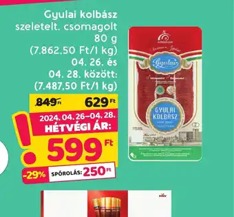 Spar Gyulai kolbász 80g ajánlat