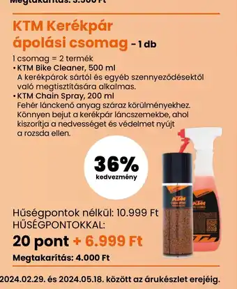 Spar KTM Kerékpár ápolási csomag -1 db ajánlat