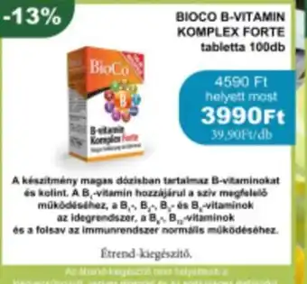 PatikaPlus BIOCO B-VITAMIN KOMPLEX FORTE 100db ajánlat