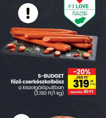 Spar S-BUDGET főző cserkészkolbász ajánlat