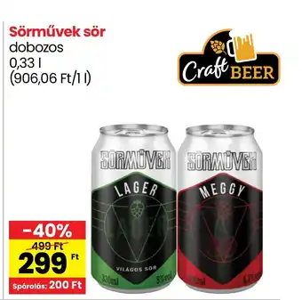 Spar Sörművek sör 0,33l ajánlat