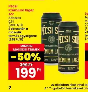 Spar Pécsi Prémium lager sör 0,5l ajánlat